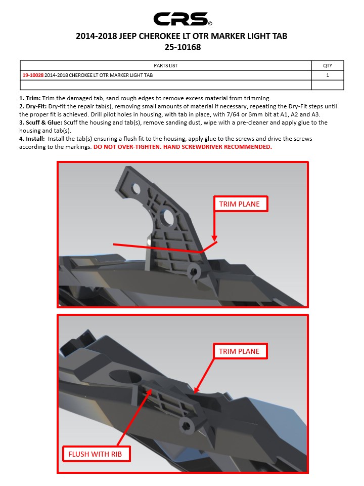2014-2018 JEEP CHEROKEE LT OTR MARKER LIGHT TAB