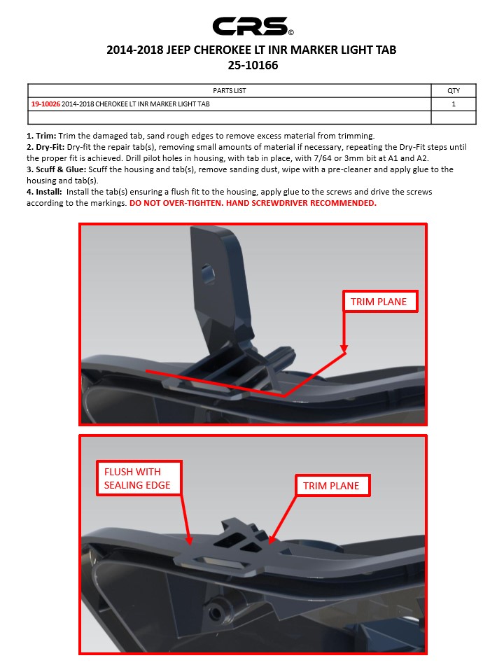 2014-2018 JEEP CHEROKEE LT INR MARKER LIGHT TAB